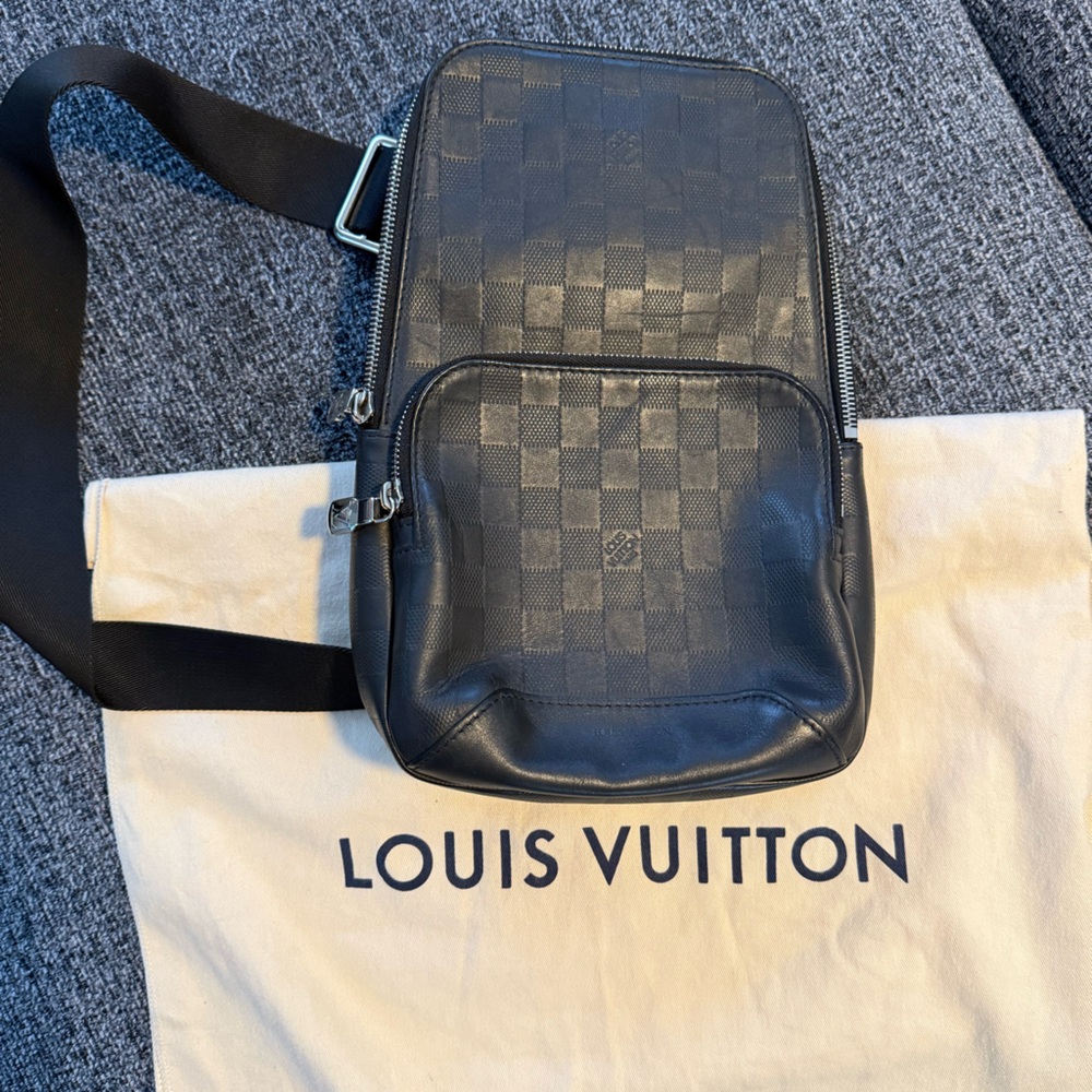 Louis Vuitton Black Belt Bag with Signature Damier Pattern